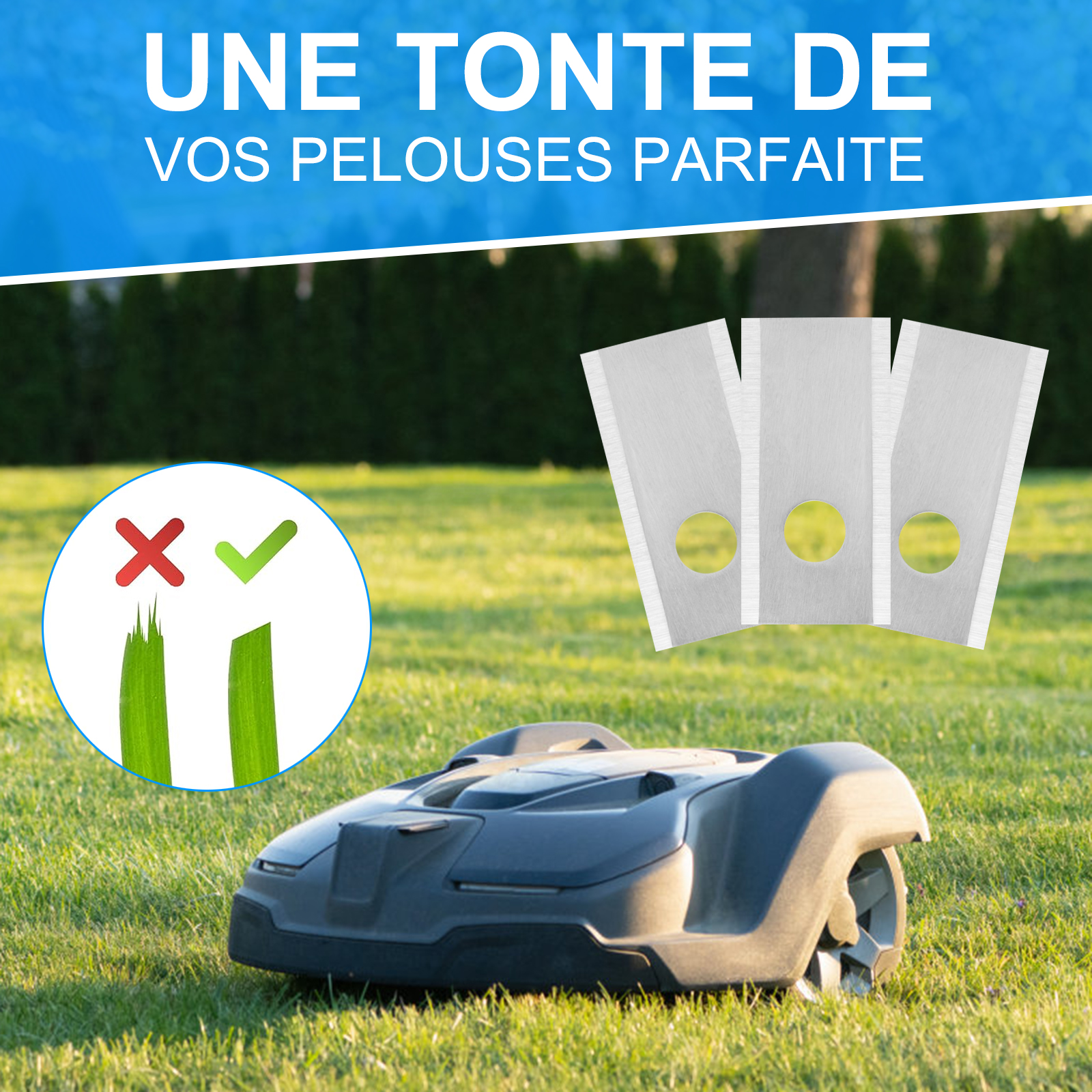 Lame de Tondeuse à Gazon Robotique en Titane, Outils de Jardin Opaques, 30 Pièces