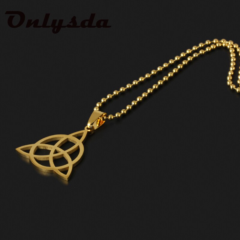 Collar Casual para hombre, Colgante vikingo con nudo de acero inoxidable dorado con cadena, joyería de fe satánica para hombre y mujer