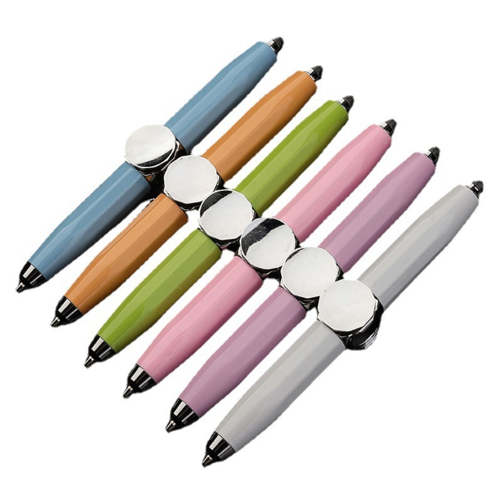 Led Fingertip Spinning Pen Fidget Anxiety Decompression Gyro Metal Ballpoint Gyroscope Pen Writing Pens school For Kids Adults