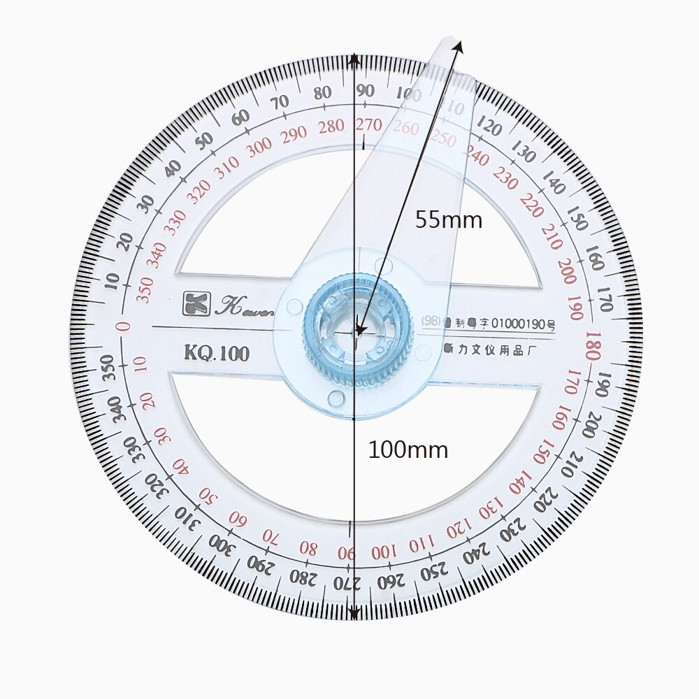 DIYWORK 10cm Circular Gauging Tools Plastic Swing Arm Angle Finder For School Office 360 Degree Pointer Protractor Ruler