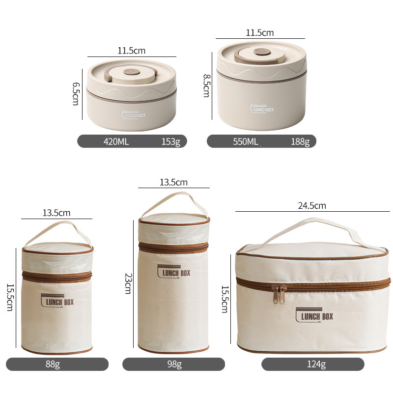 Leakproof Bento Box for Adults with Lunch Bag and Tableware Insulated Stainless Steel Lunch Box High Capacity Portable Snack Box