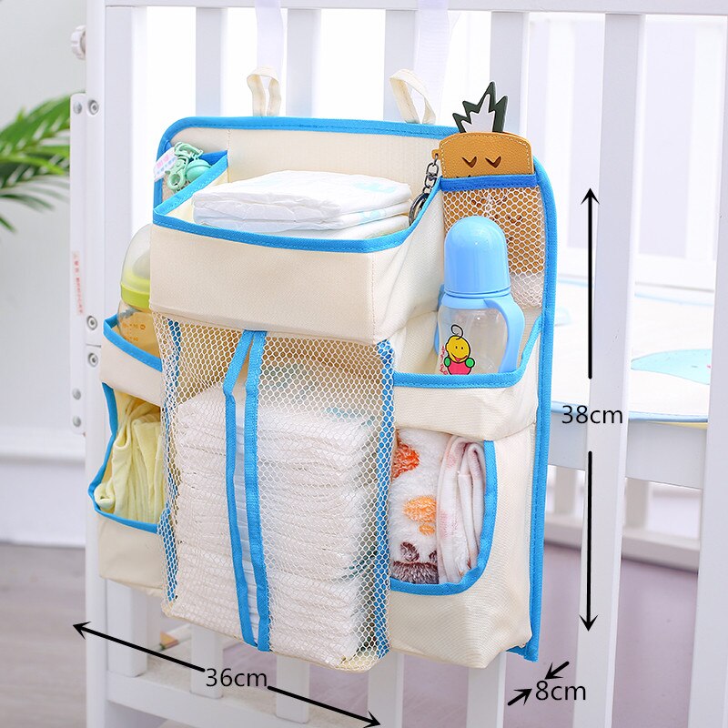 2020 bærbare baby seng hængende opbevaringspose vandtæt legetøjsbleer fodringsflaske lomme sengebord arrangør spædbarn krybbe sengetøj sæt