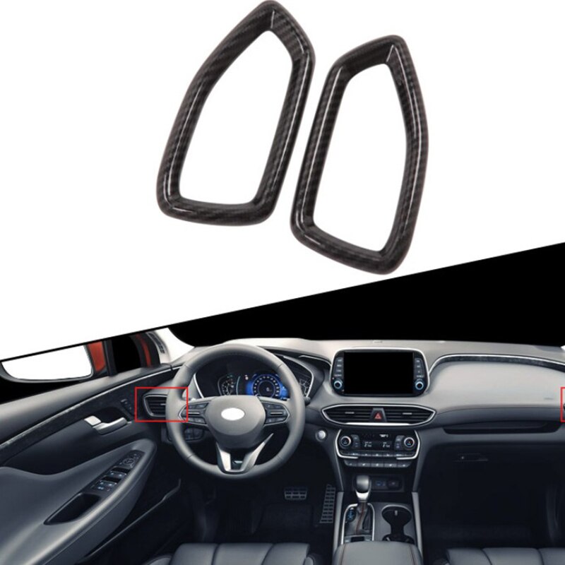 AU05 -Carbon Fiber Air Vent Outlet Cover Trim Front Air Conditioner Outlet Frame Car Accessories for Hyundai Santa Fe +