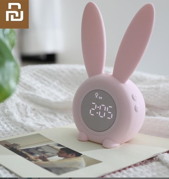 Xiaomi tegneserie sød kanin usb studerende mute timer førte digital vækkeur vægur natlys