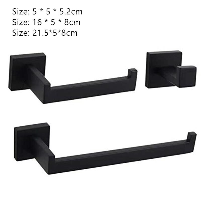 Badkamer Hardware Set Zwart Gewaad Haak Handdoek Rail Bar Rack Bar Plank Tissue Papier Houder Tandenborstelhouder Badkamer Accessoires