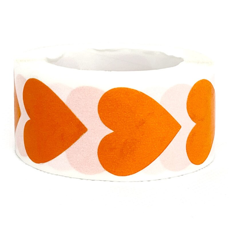 1 pouce coeur noir autocollant scrapbook enveloppe joints étiquettes fournir 500 pièces/rouleau: orange