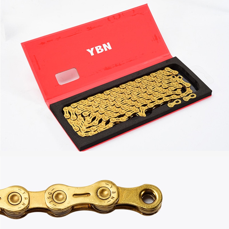 YBN-cadena de 11 velocidades para bicicleta de montaña, 116L, para Shimamo SRAM Campagnolo, cadena hueca dorada para bicicleta
