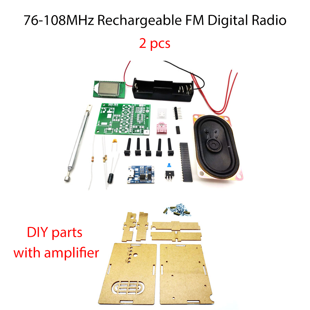 Kit electrónico DIY, módulo receptor de Radio FM, 76-108MHz, Kit de altavoz de Radio DIY, modificación de frecuencia, pantalla LCD, práctica de soldadura: Beige