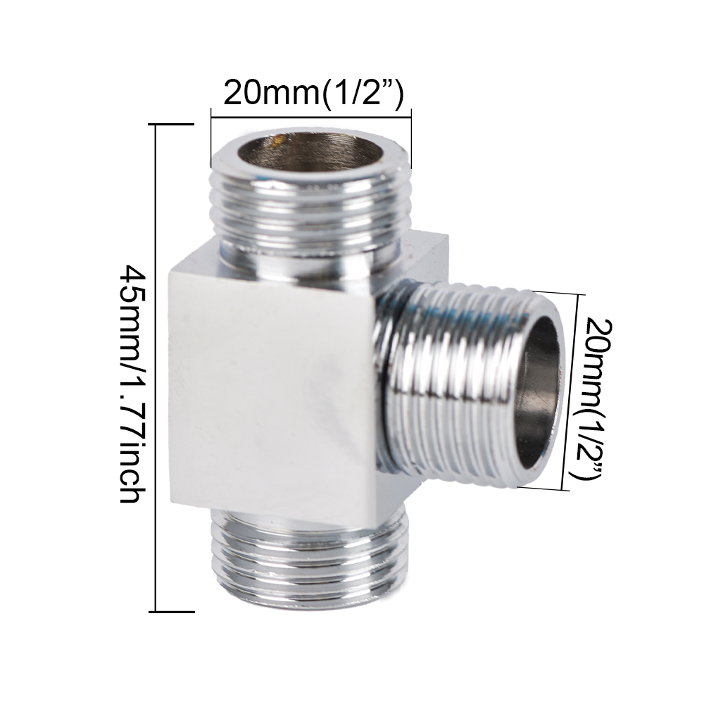 3-Way Electroplated Stainless Steel Shower Adapter 1/2inch Shower Diverter One-in-two-out Joint Water Pipe Fittings: black