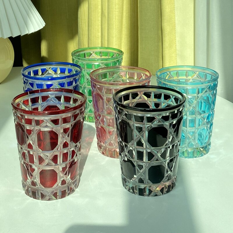 Water Cup Glas Rotan Plaid Mark Sterrenhemel Cup Creatieve Water Cup Bar Ktv Levert Gesneden Glas Water Cup 1pc/2Pc