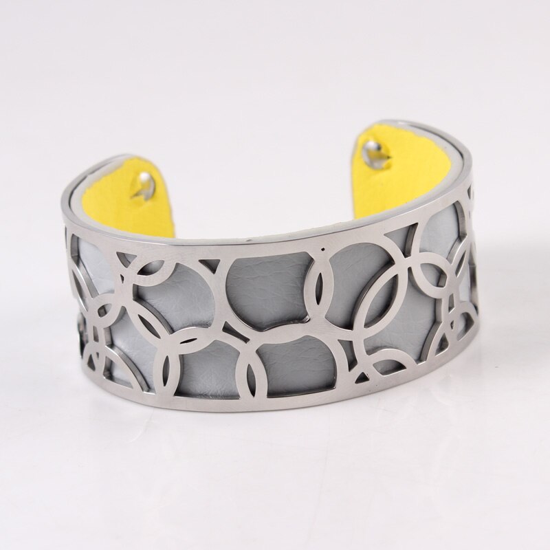 Pulseira intercambiável georgette flor bijoux acier inoxydable femme manchette pulseira reversível pulseira de couro jóias bbijoux