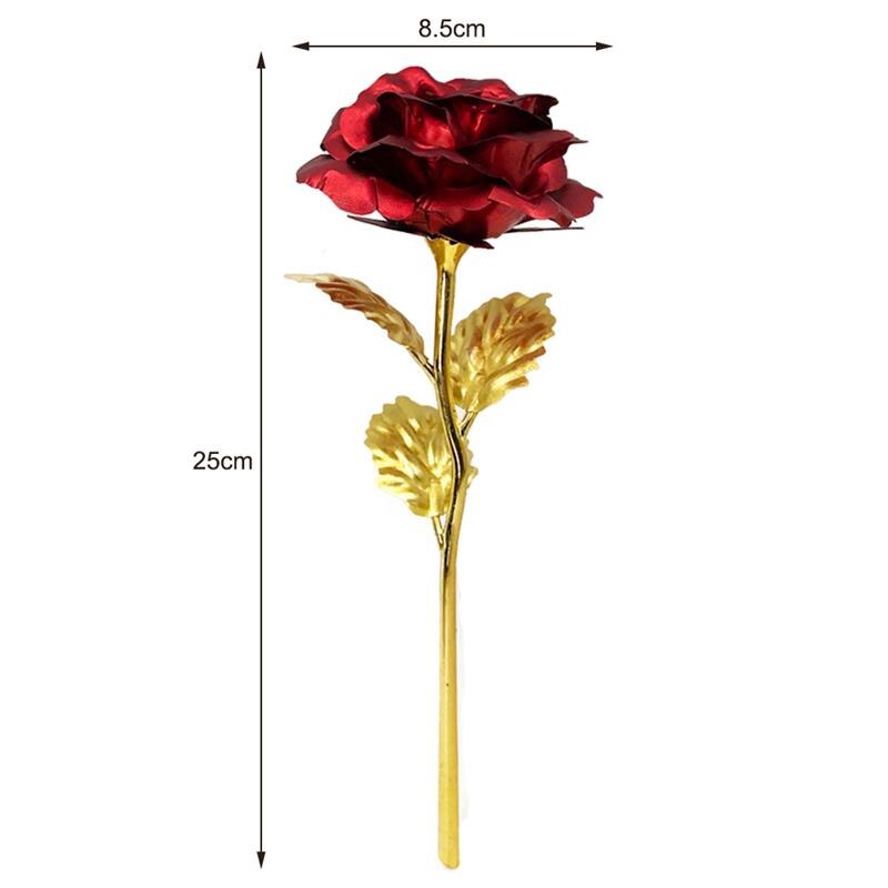 1pcs Rose Flower 24K Gold Foil Rose Flower Gold-Plated Rose Decorative Best Rose Bouquet For Valentine'S Day: Red