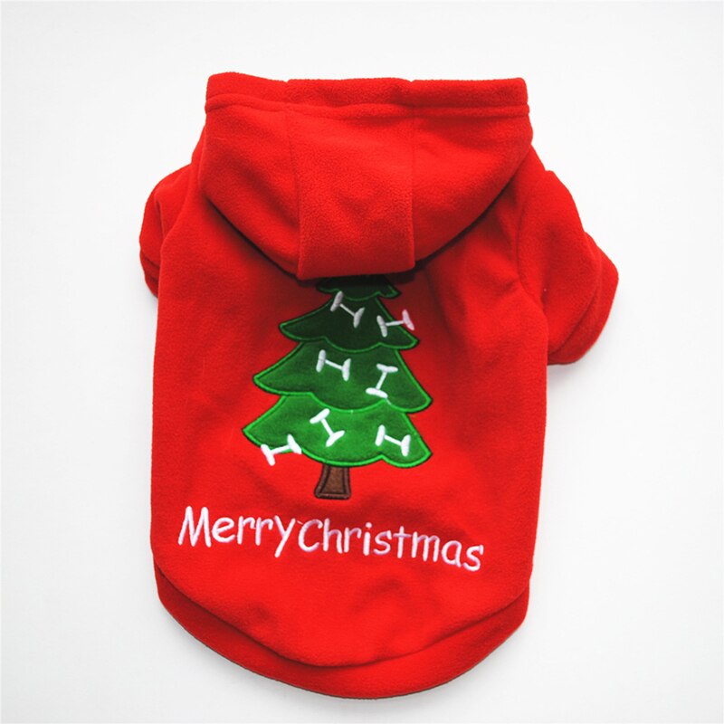 Merry Christmas Clothes For Puppy Cute Xmas Costumes Winter Warm Coat Small Dog Outfit Soft For Pets Multiple Sizes: XS / Red