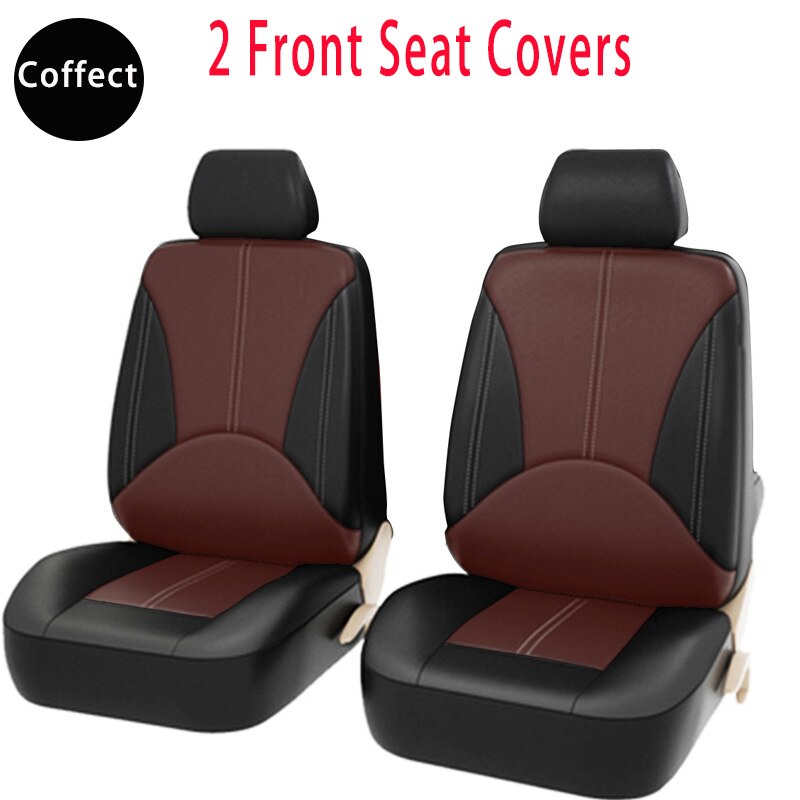 PU Leather Car Seat Cover Universal Patchwork Automobile Interior Cushion Cars Seat Covers All Seasons Grey Beige Cofffect: PQ170-2SeatCoffect