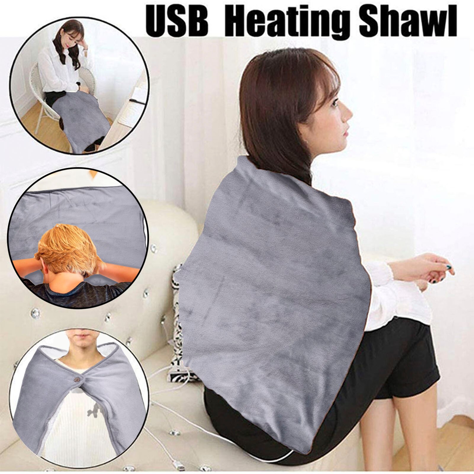 100x70cm USB Heating Blanket Electric Warming Heating Shawl Washable Plush Throw Blanket Winter Warm Home Electric Blanket