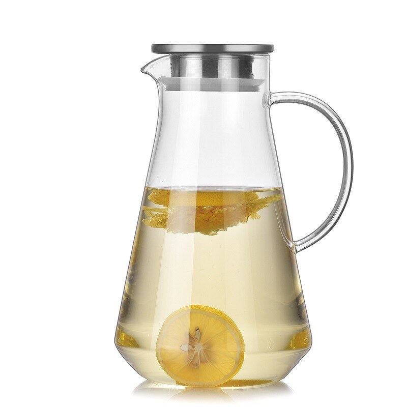 1.5L High Transparent Water Carafe for Cold Water Ice Tea and Juice Beverage Stainless Steel Filter Household JY: Default Title