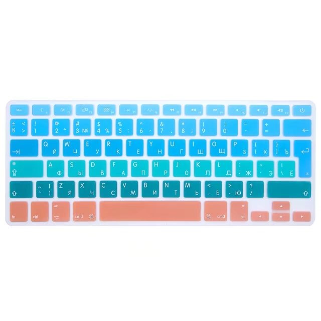 Cubierta de silicona para teclado, color negro, degradado ruso UE/RU, Protector de pegatinas para MacBook A1278 A1425 A1369 A1466 A1398 A1286