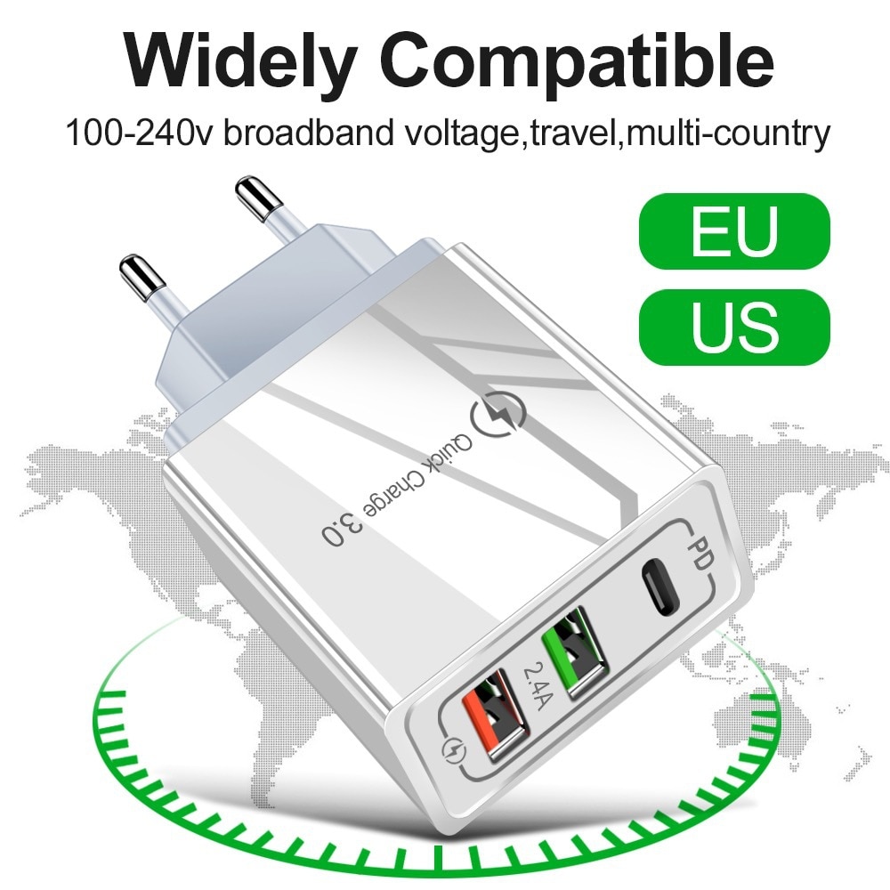 30W Pd Fast Charger Voor Iphone 12 11 Pro Max Quick Charge 3.0 Usb Type C Qc 4.0 Charger voor Samsung S20 S21 S10 S9 Plus Note 20