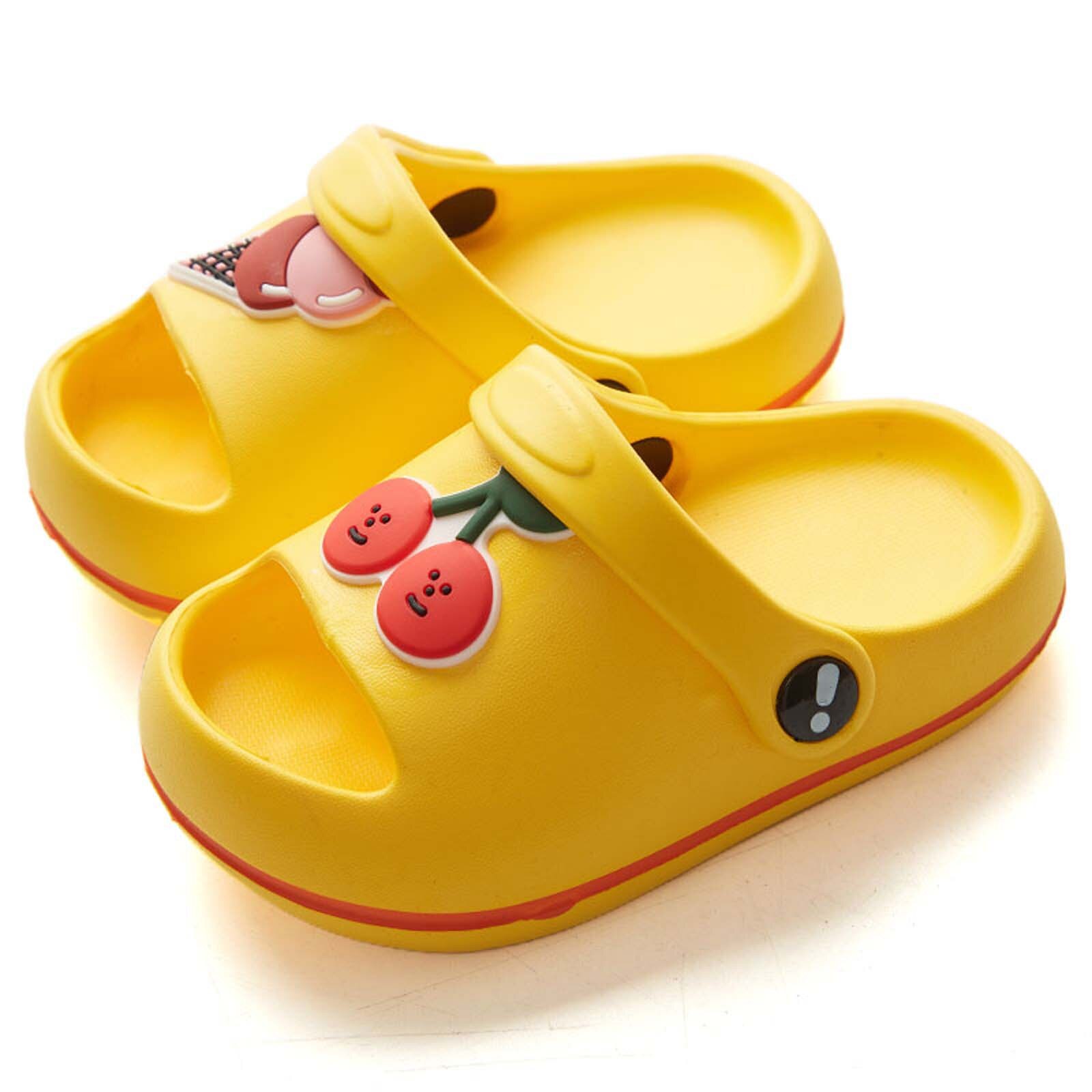 #5 Toddler Boys Girls Beach Pool Slides Sandals Home Fruit Slippers Kids Soft Shoes Flat Pool Water Shoes Home Shoes For Kids: Yellow  / 17 