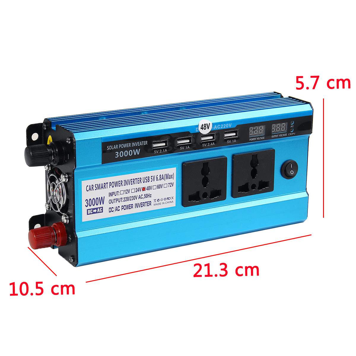 Inverter 12v 220v solenergi inverter 12v 24v 48v to 220v 3000w bil inverter spænding transformer converter 4 usb led display