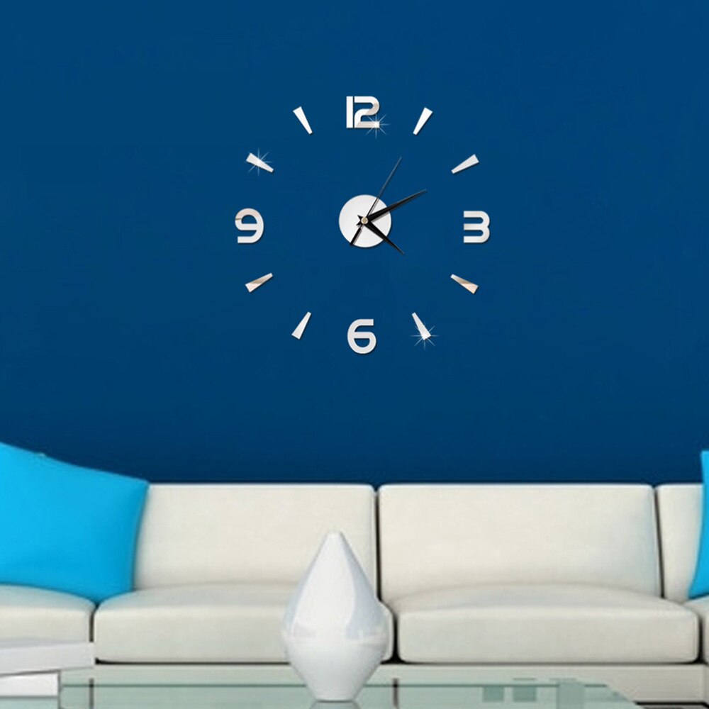 3D bricolage horloge murale moderne acrylique chiffre arabe horloge murale pour la maison salon chambre décoration-noir (batterie non incluse): Silver