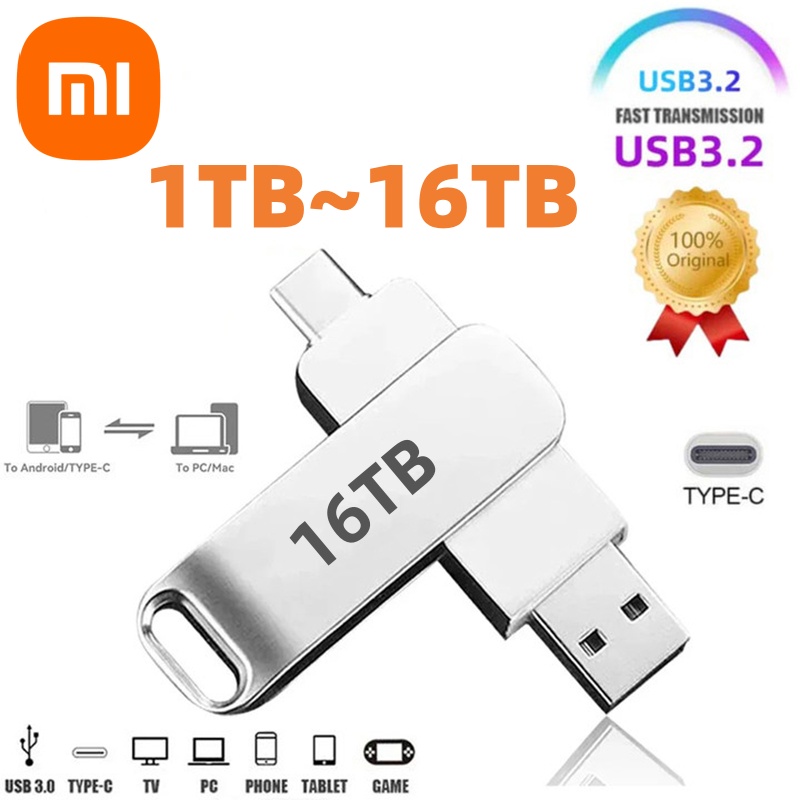 Xiaomi 16TB Flash Drive Usb 3.2 Super High Speed Metal Transfer U Disk Pen Drive Wodoodporny dysk typu C SSD USB Drive Disk