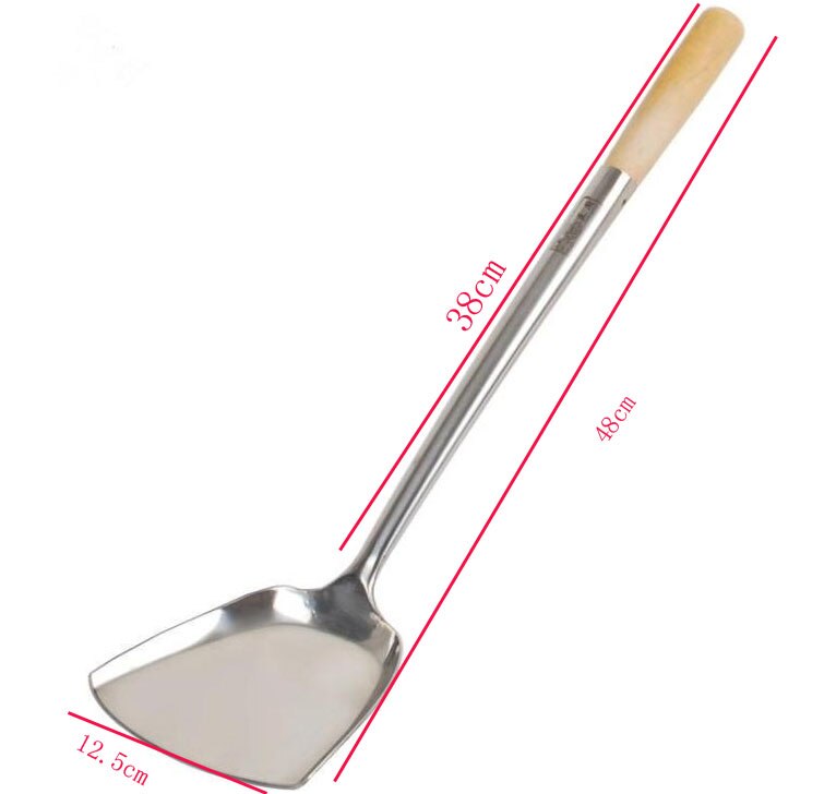 big long spatula shovel chef cooking cocina utensilios Kitchen Utensil Handle full Stainless Steel Metal Turner Soup Spoon wok: 15
