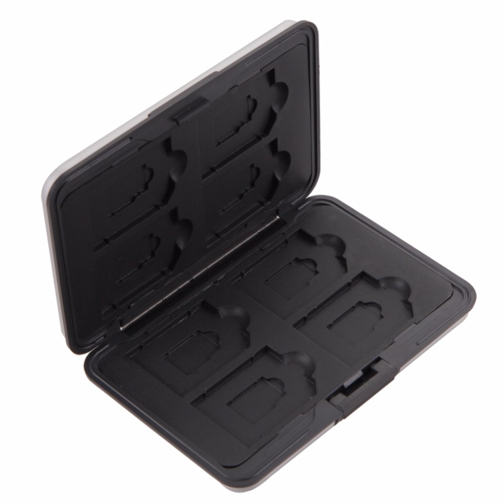 Sd-kaart Geheugenkaart Storage Box Case Houder Zilver Plastic 16 Slots (8 + 8) voor Micro Sd Sd/Sdhc/Sdxc Geheugenkaart Opslag