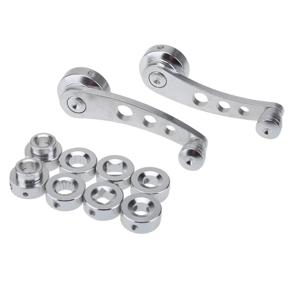 2 Stuks Aluminium Universal Car Window Handvat Winder Riser Vervanging Winder Crank Riser Kit Universal Fit: Zilver