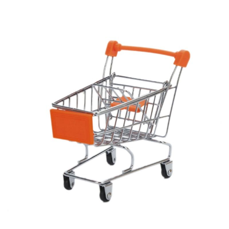 Mini Supermarkt Hand Trolley Shopping Utility Winkelwagen Opslag Mand Pretend Kids Lxac: Oranje