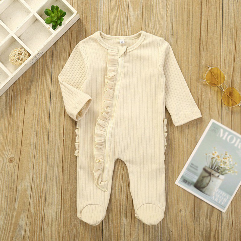 Pasgeboren Baby Baby Meisje Jongen Betaalde Sleeper Romper Effen Rits Kleding Outfits Set Winter Romper Jumpsuit Mamelucos Invierno: A / 6m