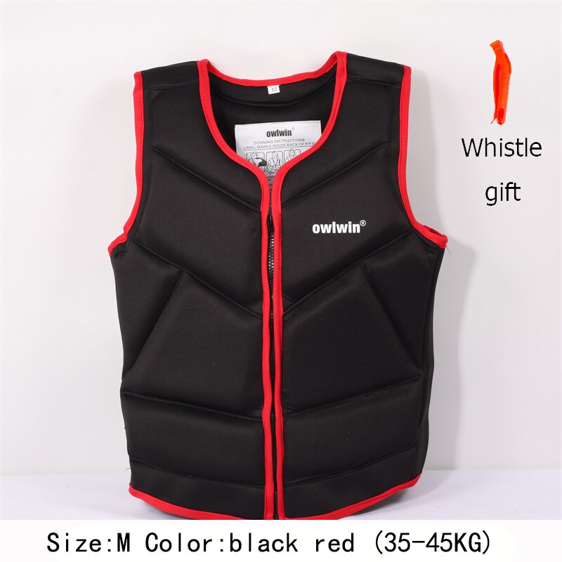 Snorkeling life jacket Polybutadiene rubber children adult life vest swimwear Swimming Boating Skiing Driving Ski Vests: black red M