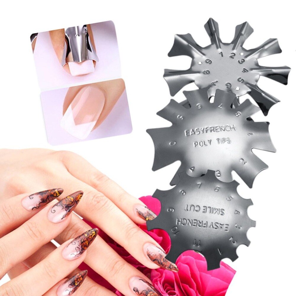 3 Types Durable Stainless Steel French Manicure Modeling Shaping Plates Crystal Nail Making Stamping Plates Nail Art Tool Kit