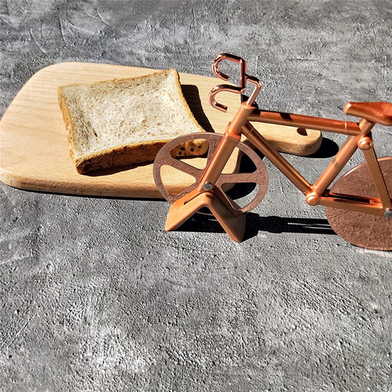 Pizza cutter rustfrit stål cykel form rundt to hjul pizza cutter cykel pizza værktøj