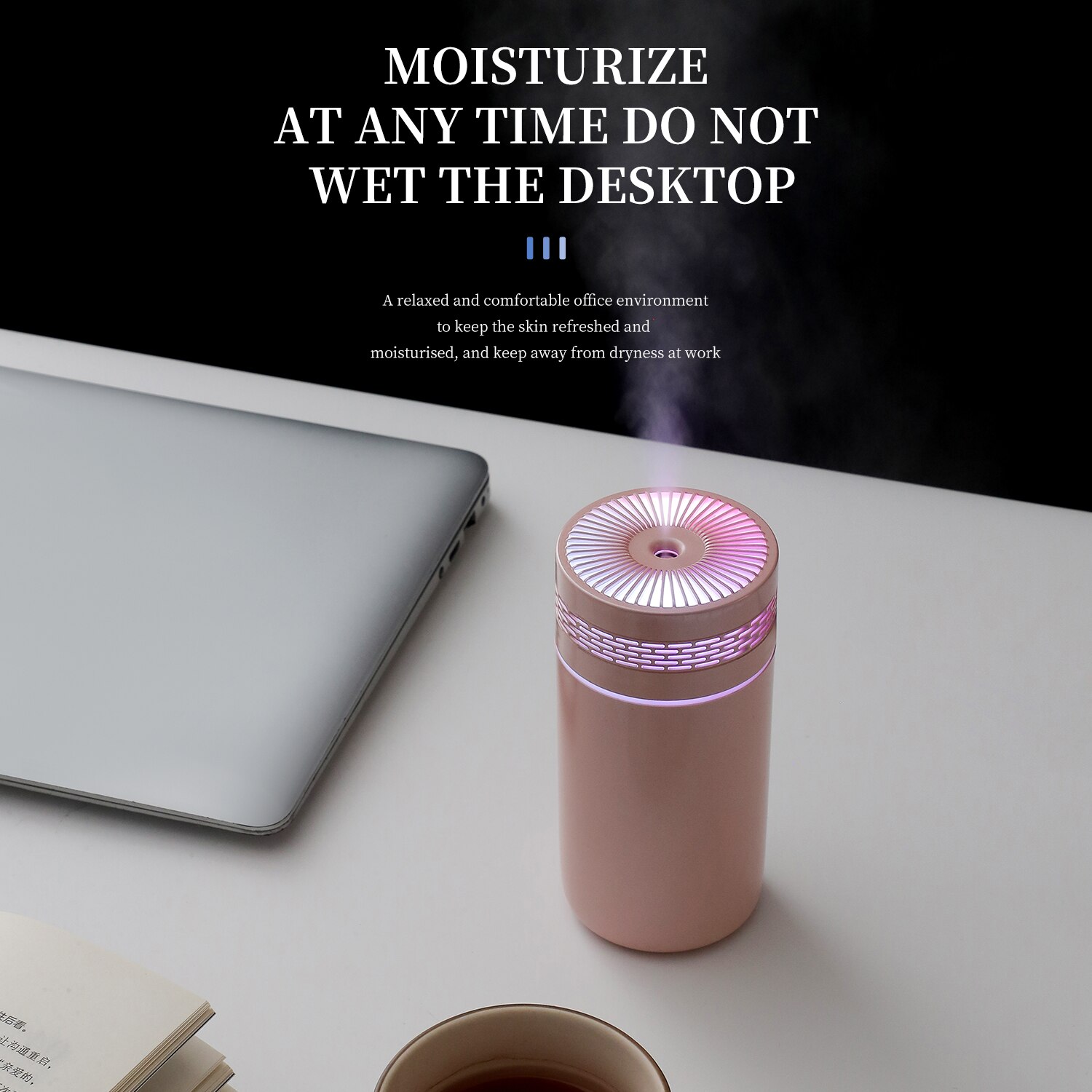 Humidificador de aire portátil para coche, minihumidificador de niebla con luz LED, alimentado por USB, difusor de aceite esencial para dormitorio y viaje, 250ML
