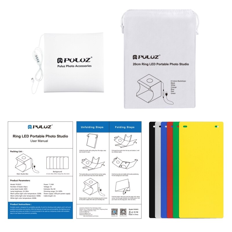 Mini boîte à lumière pliante, panneau rond pour Studio Photo, 3 couleurs, 6 arrière-plans pour appareil Photo DSLR: Default Title
