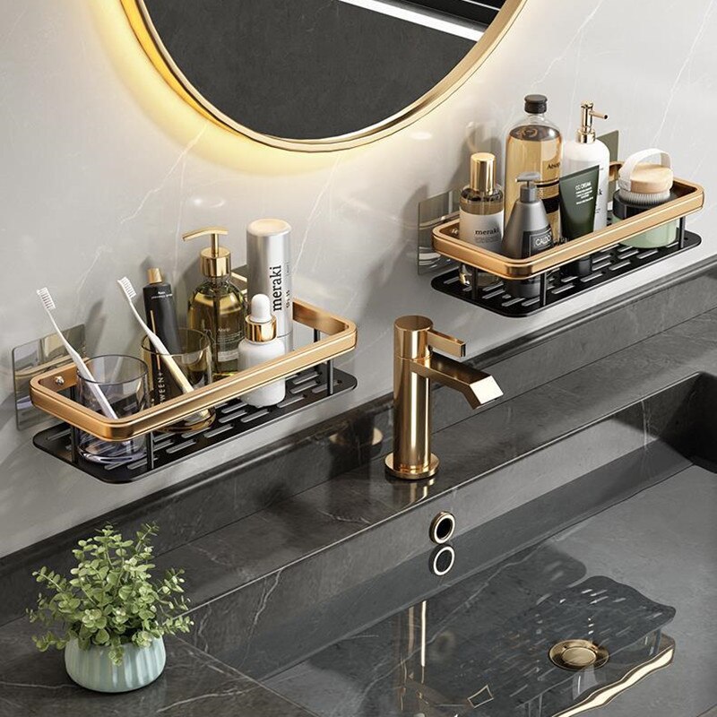 Étagère d&#39;angle de salle de bain de luxe, sans perceuse, support de rangement de caddie de douche, porte-shampoing, organisateur de toilette, accessoires de salle de bain