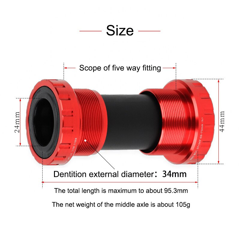 Fiets Trapas Aluminium Waterdichte Taper As Weg Mountainbike Draad Type Crankstel Lagers Fietsen As Onderdelen