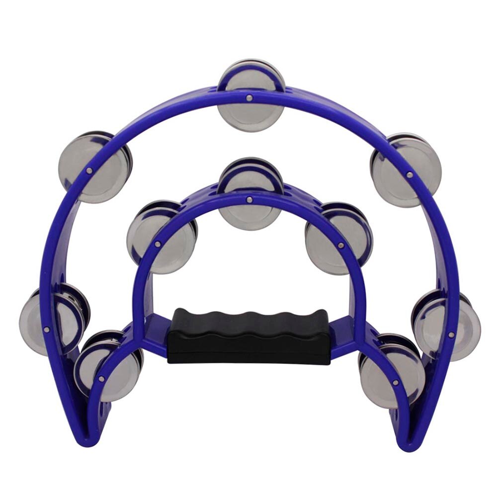 Blue Rattle Jingle Bell Percussion Instrument for KTV Party Hand Tambourine Double Row Cymbals Musical Educational Toys