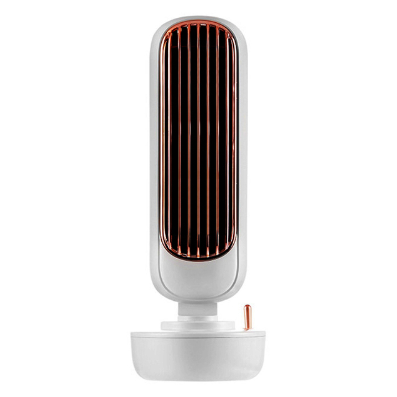 Air Cooler Fan Multifunctional Desktop Silent Air Conditioner Humidifier Home Office USB Leafless Rechargeable Fan: white