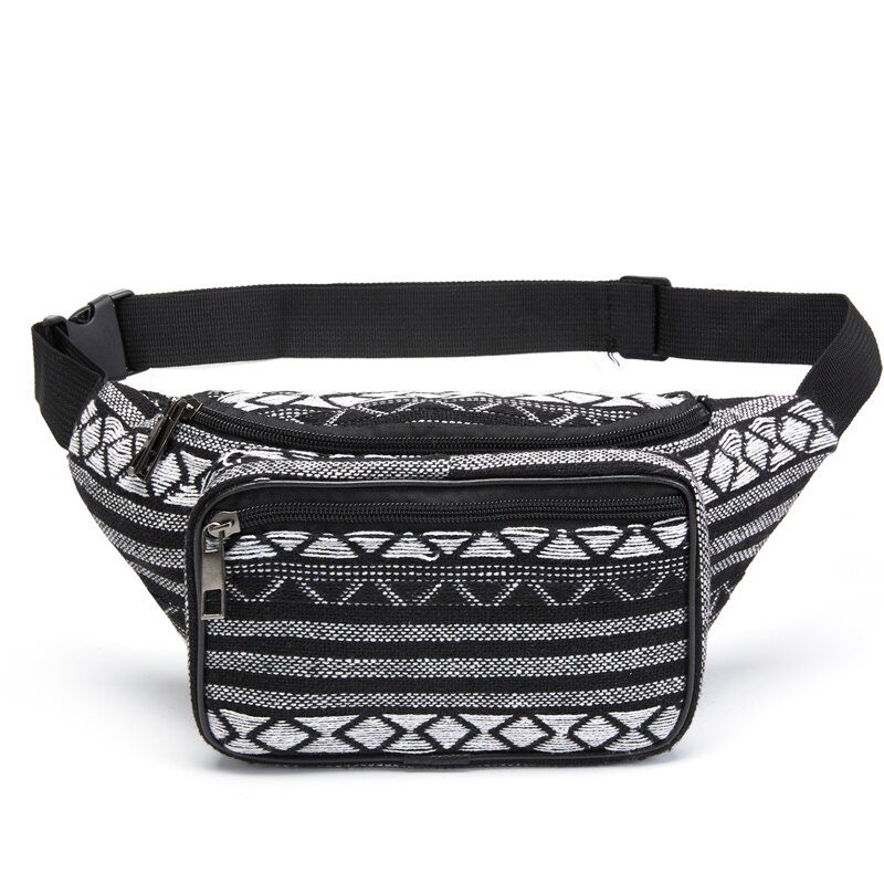 Women Waist Bag Vintage Waist Pack Large Capacity Fanny Pack Fabric Phoone Pouch Hand-free Chest Bag Bohemian Belt Bag: Default Title