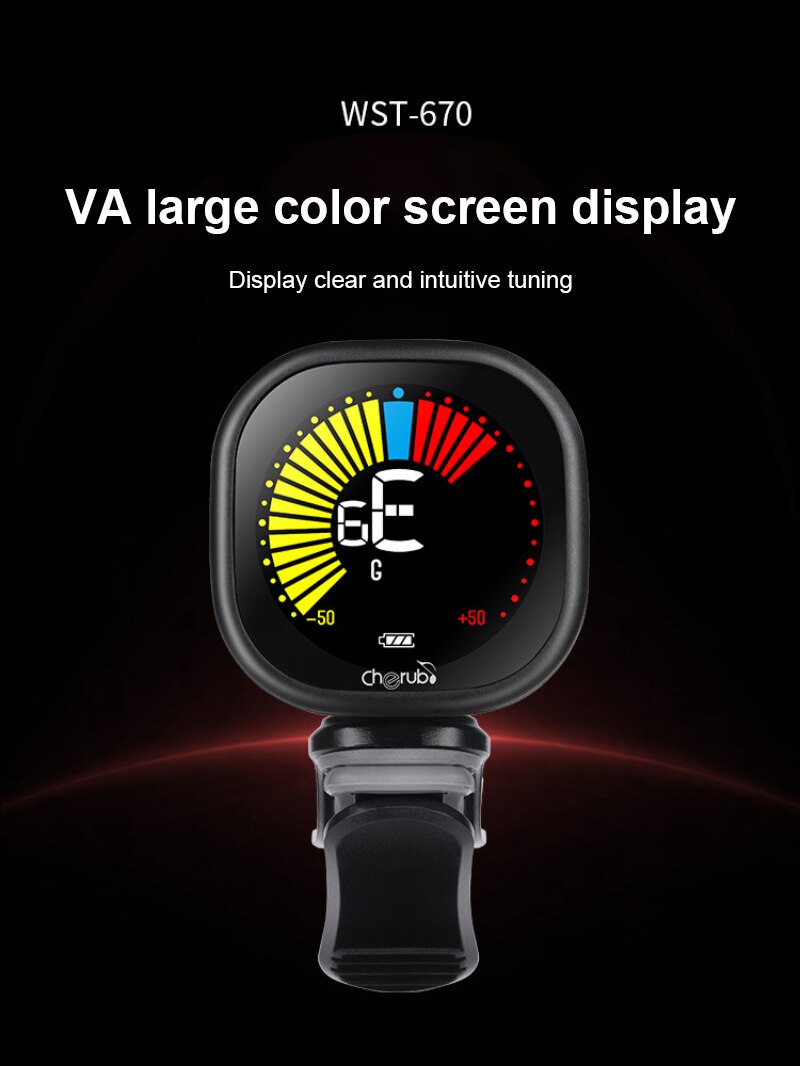 Cherub WST-670 Electric Guitar Tuner Pedal Clip On Mini LCD Display USB Tuners Rechargeable For Chromatic Guitar Violin