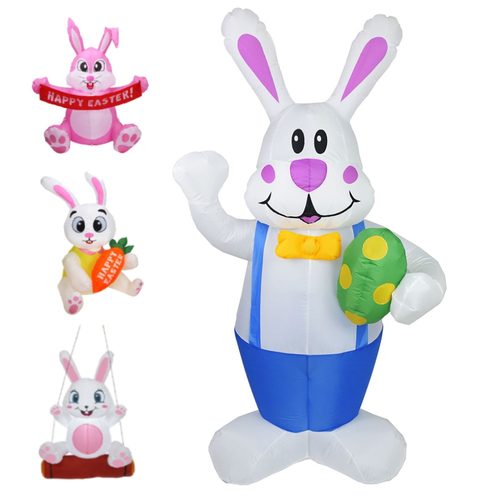 Inflatable Easter Swing Rabbit Toys with Build-in LED Luminous Bunny Decor 2022 for Home Outdoor Party Prop US/UK/AU/US Plug