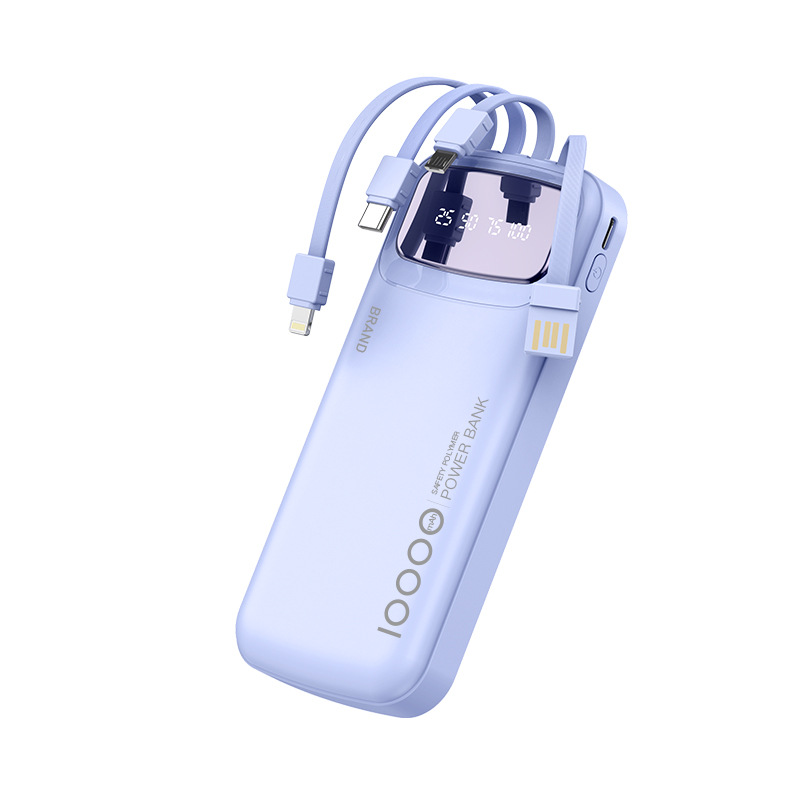 CCC Certified 10000mAh 20000mAh Power Bank Built in Type C Cable Ultra Thin Digital Display Portable External Battery Powerbank: black / 20000mah