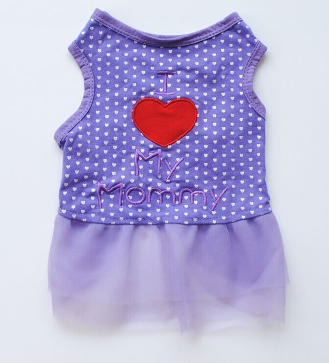 Vestido de verano con estampado de corazón y letras para perros pequeños, ropa para cachorros de gato, ropa para mascotas: D / M