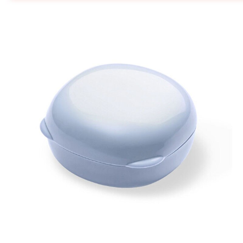 EQLEF 2 stuks plastic zeepbakje blauw en wit met een laag om te drogen, draagbaar voor op reis