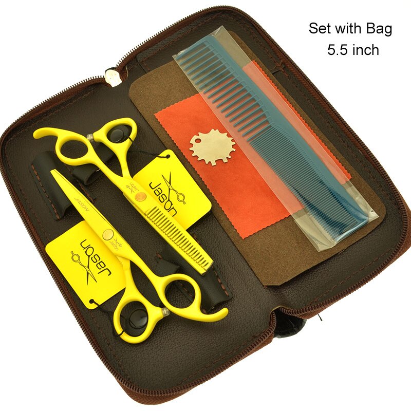 Jason 5.5 inch Hair Scissors Set Barber Cutting Thinning Styling Shears Japan Steel Hair Salon Tools A0072D: A0072D-01-55