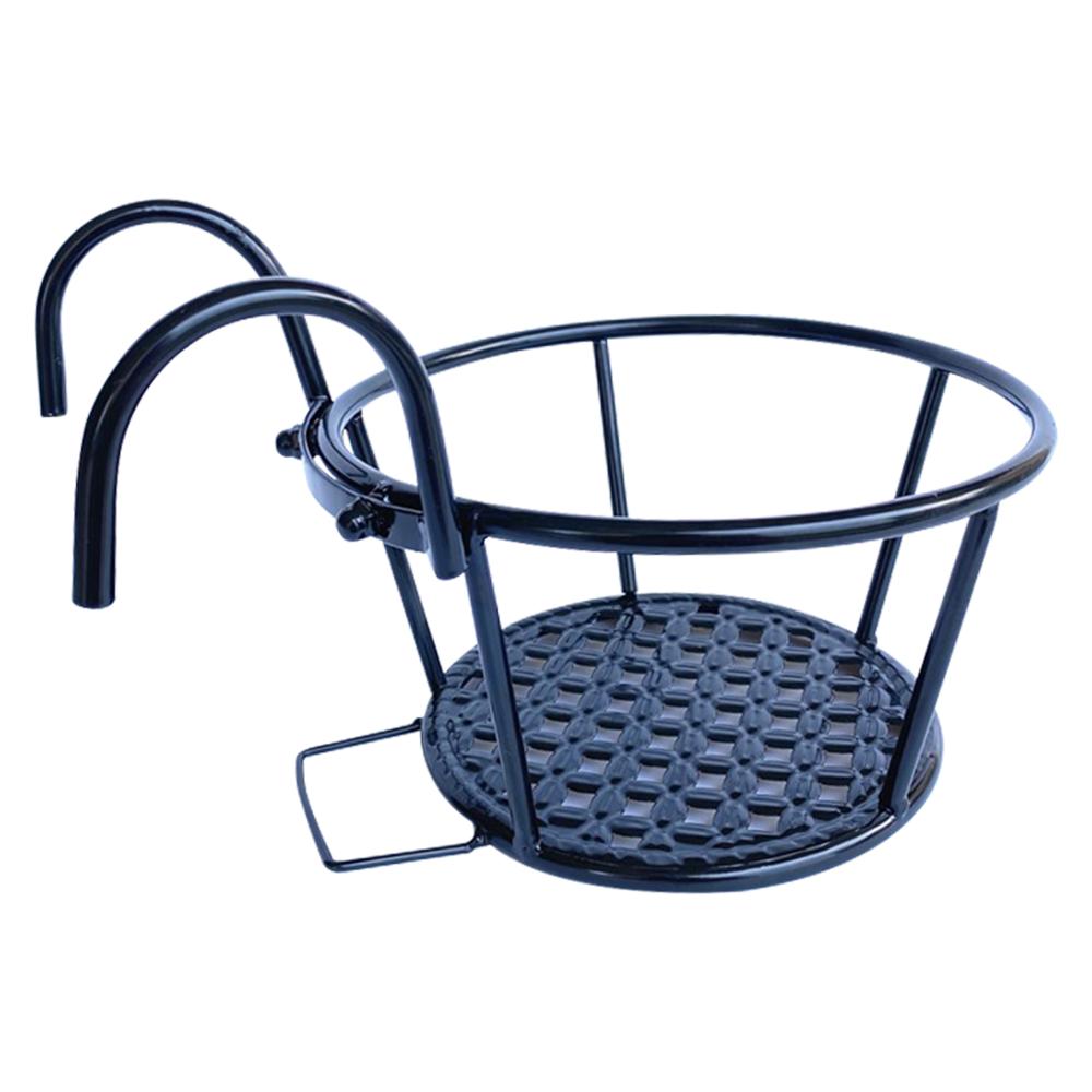 1 PC Detachable Metal Fower Pot Balcony Garden Plant Hanging Pots Basket Plant Garden Wall Balcony Decor Basket: Black