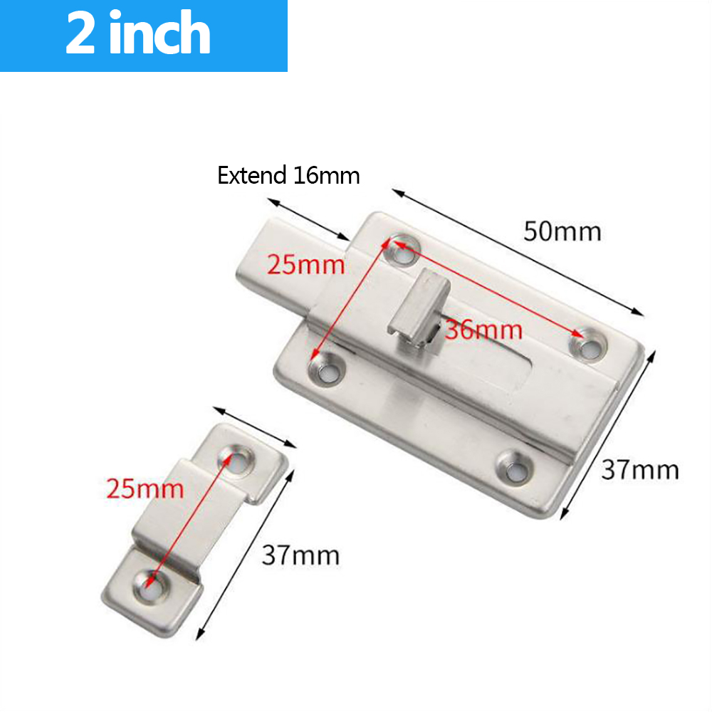 2/3/4inch Stainless Steel Door Latch Barrel Bolt Latch Hasp Stapler Gate Lock Safety Easy To Install for Bathroom Washroom: 2 inches