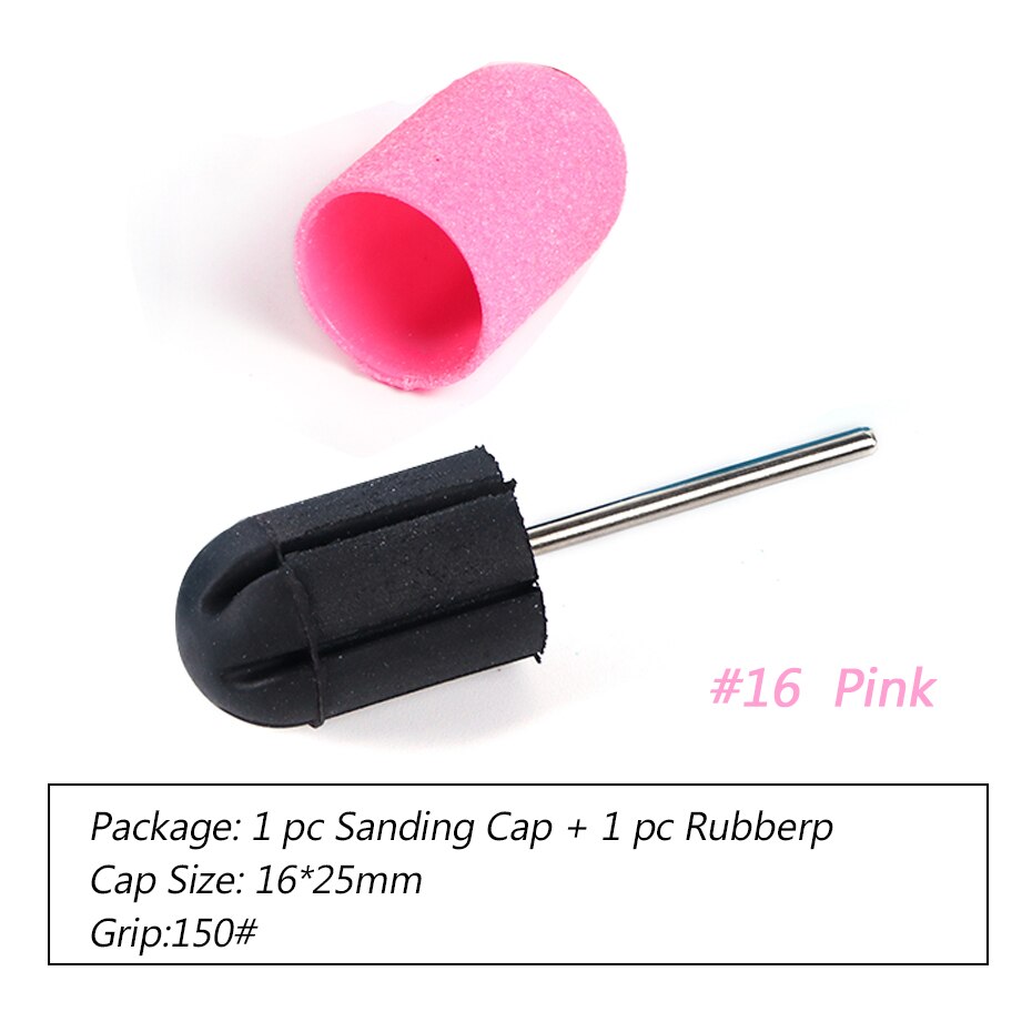 1pc taille mixte clou foret ensemble UV vernis nettoyage ongles limes 150 bandes de ponçage bloc casquettes électrique manucure Art outils BE725: No.16 Pink